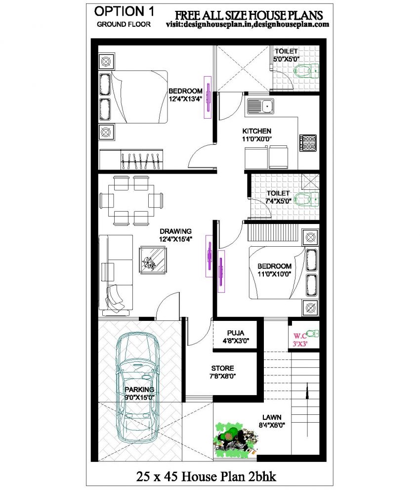 25 by 45 house plan
