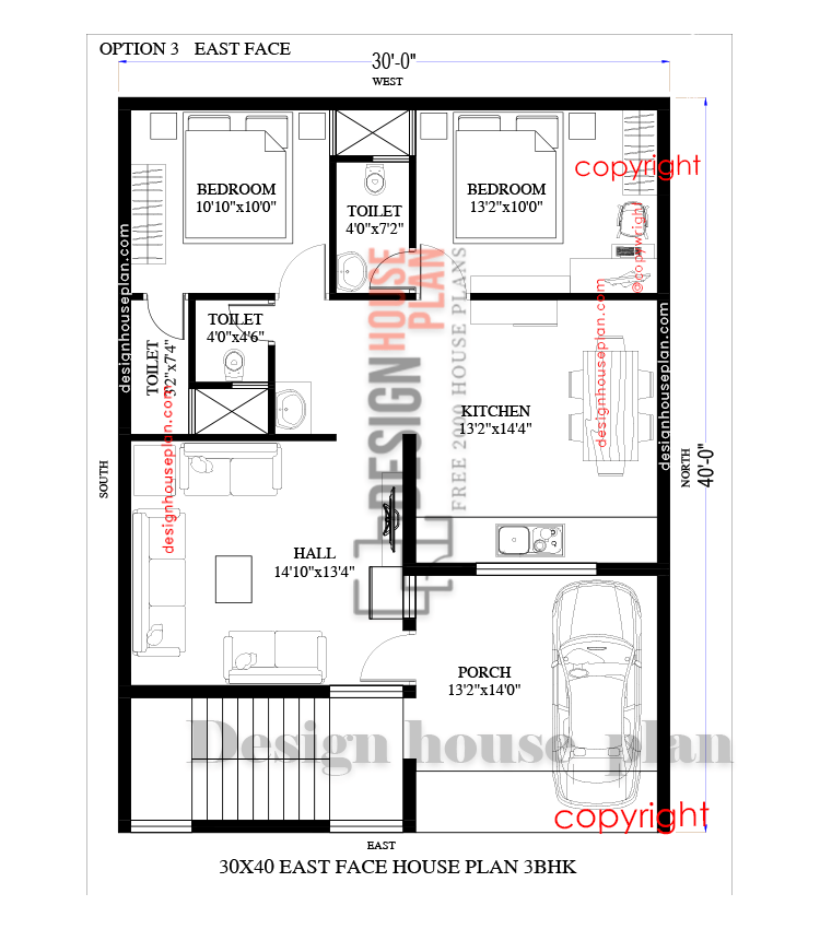30x40 house plans east facing with vastu pdf, 30x40 east face 3bhk house plan 2