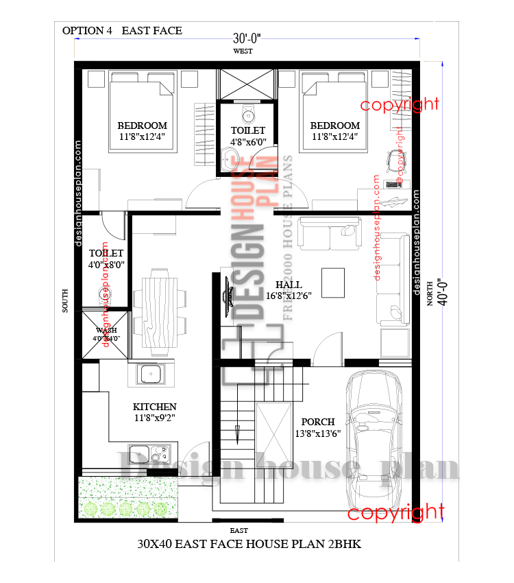 30x40 house plans east facing