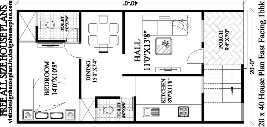 30 40 Duplex House Plan 1200sqft East