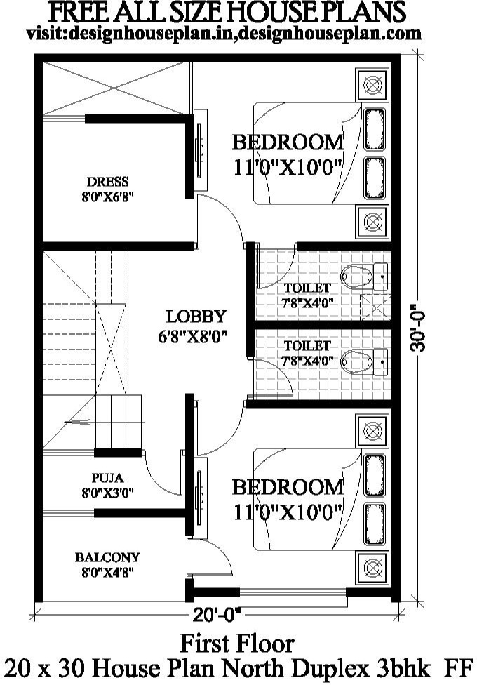 20x30 3 Bedroom House Plans 20x30 House Plan Small House Plans