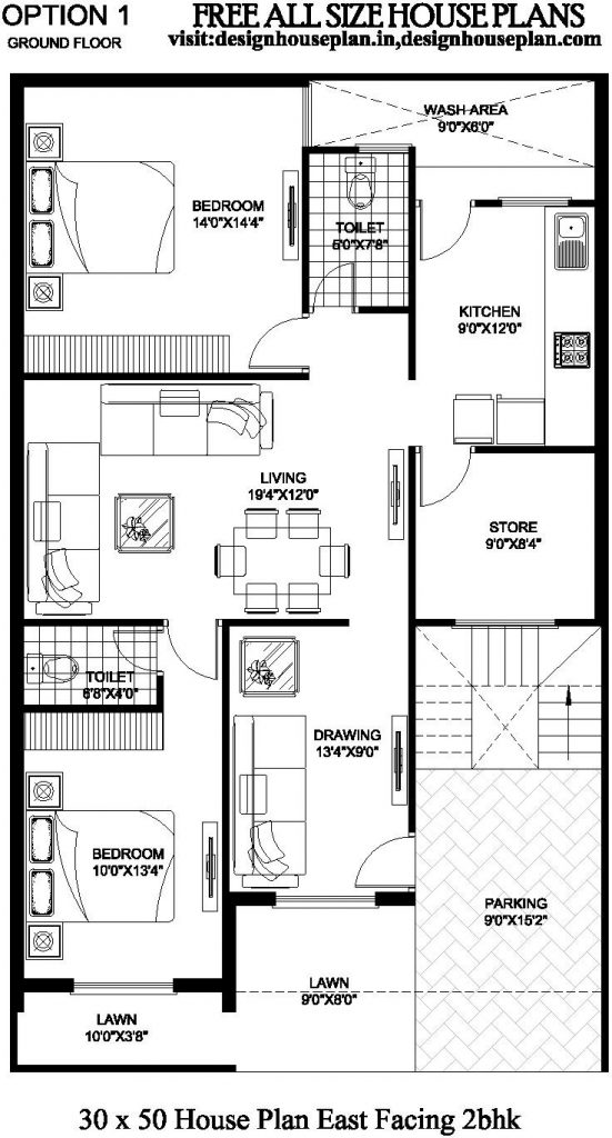 30x50 House Plans East Facing, House Plans With Kitchen Facing Front