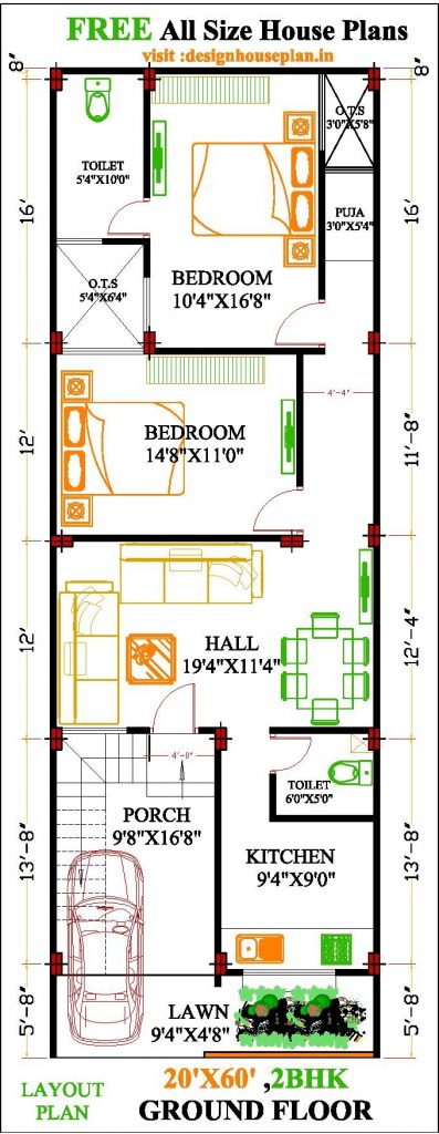 20 X 60 House Floor Plans