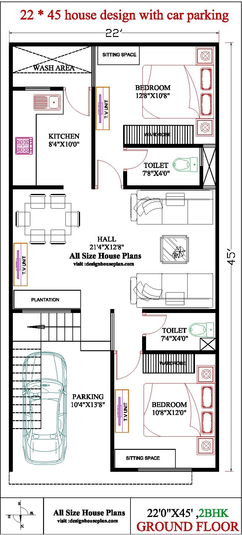 28 45 House Plan West Facing With Car Parking