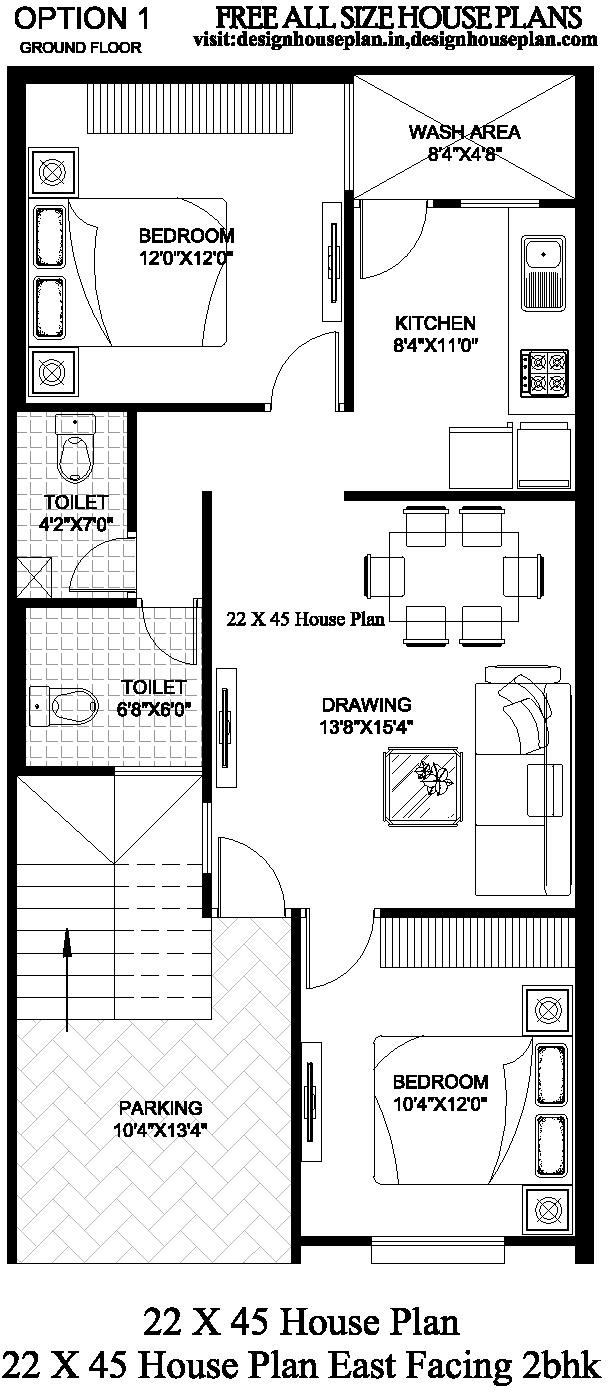 22 feet by 45 feet house plan