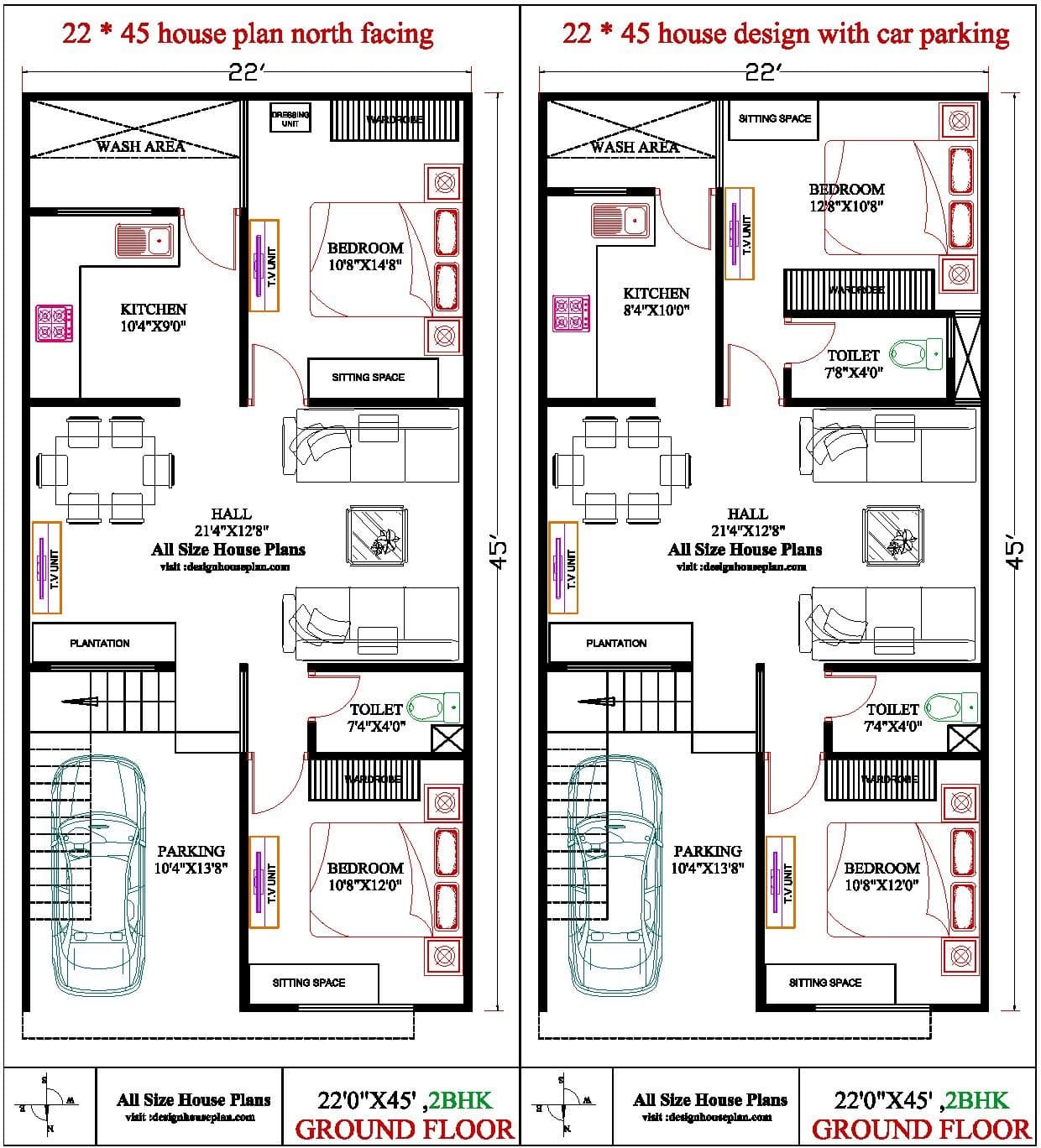 22 45 house plan north facing