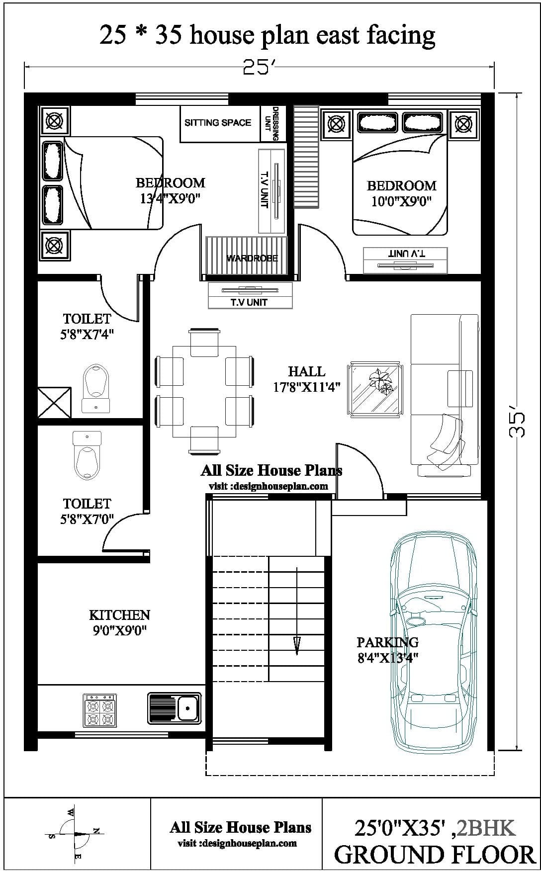 25 * 35 house plan east facing | 25x35 house plan north facing ...