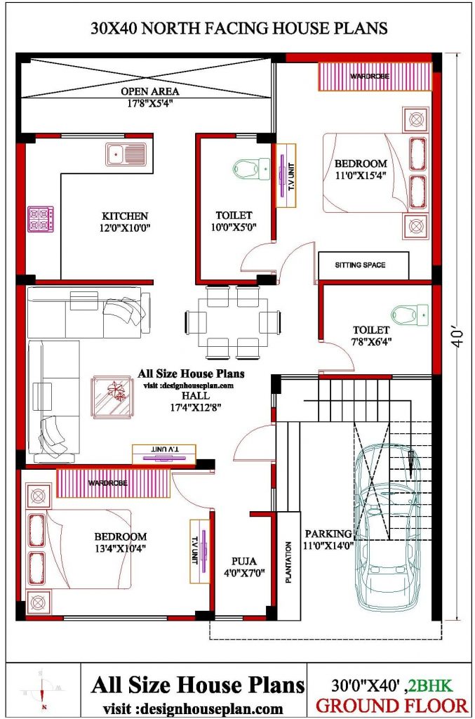 2 Bedroom House Plan East Facing 25 30