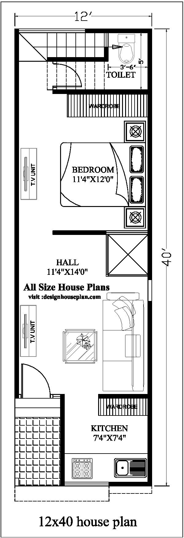 12x40 house plan - 12 * 40 house plan ground floor - 12 * 45 house plan