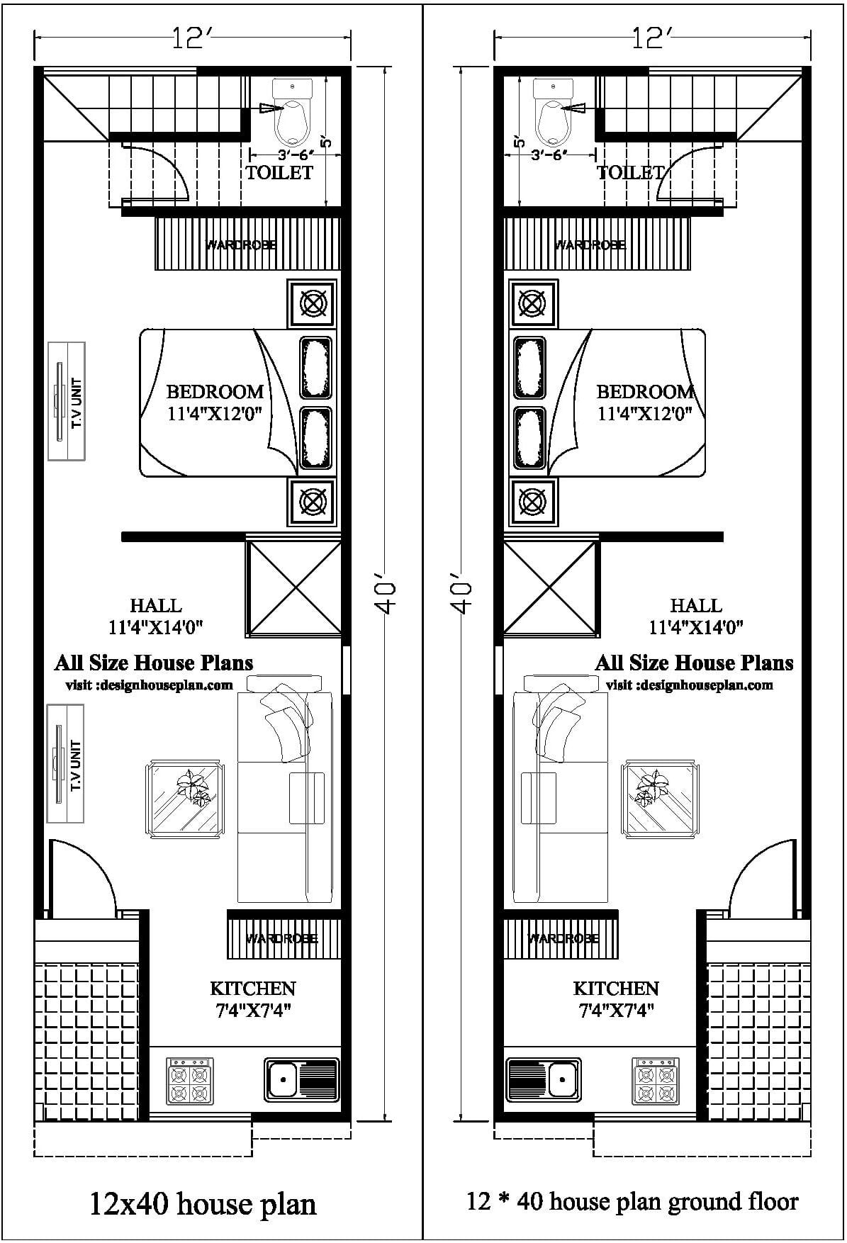 12x40 house plan