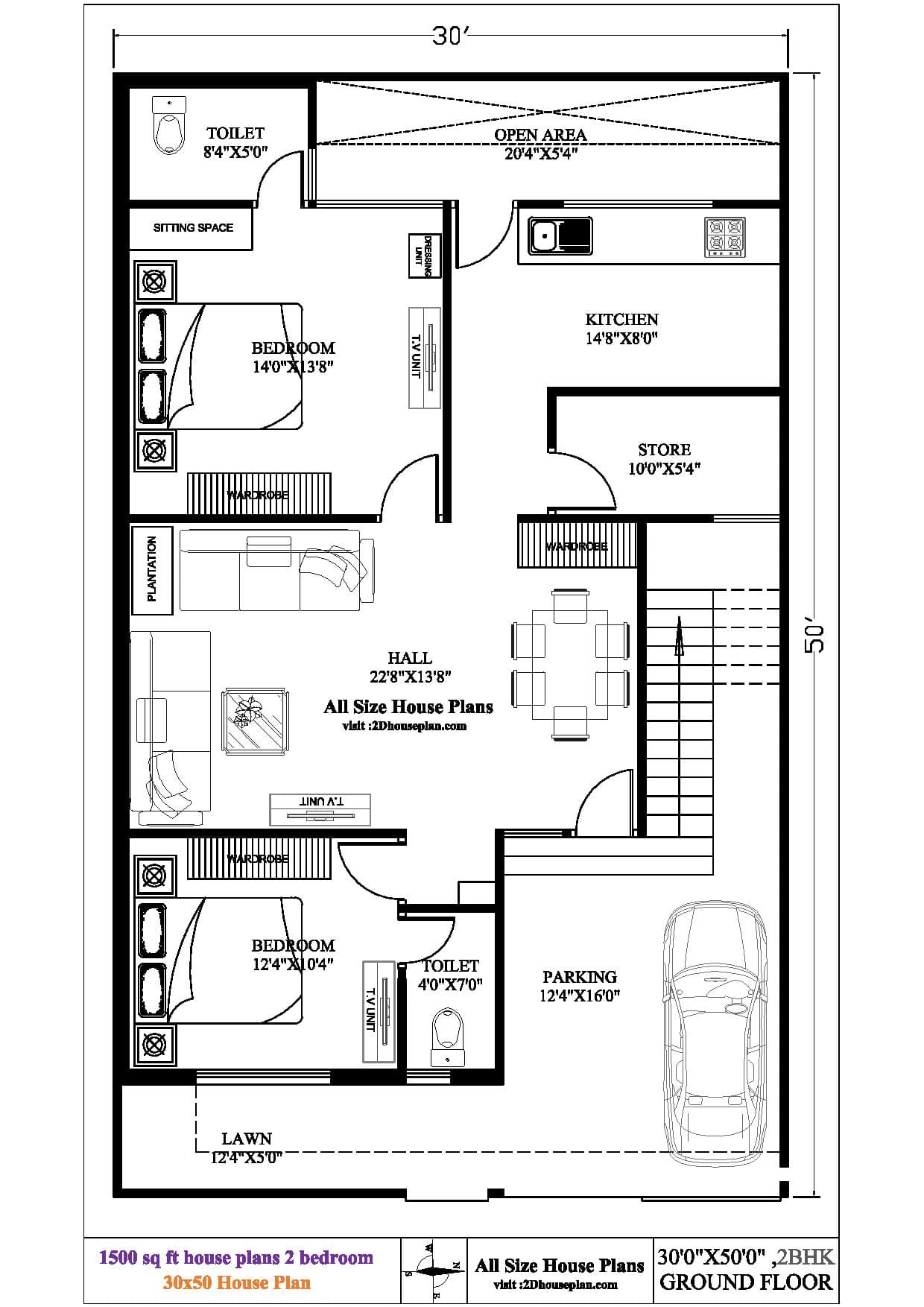 30X50 House Plan | 2bhk 3bhk North East Vastu Plan 1500 Sqft