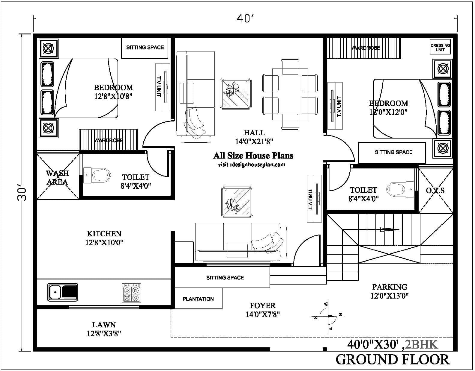 40x30 house plan east facing | 40x30 house plans| 2bhk house plan