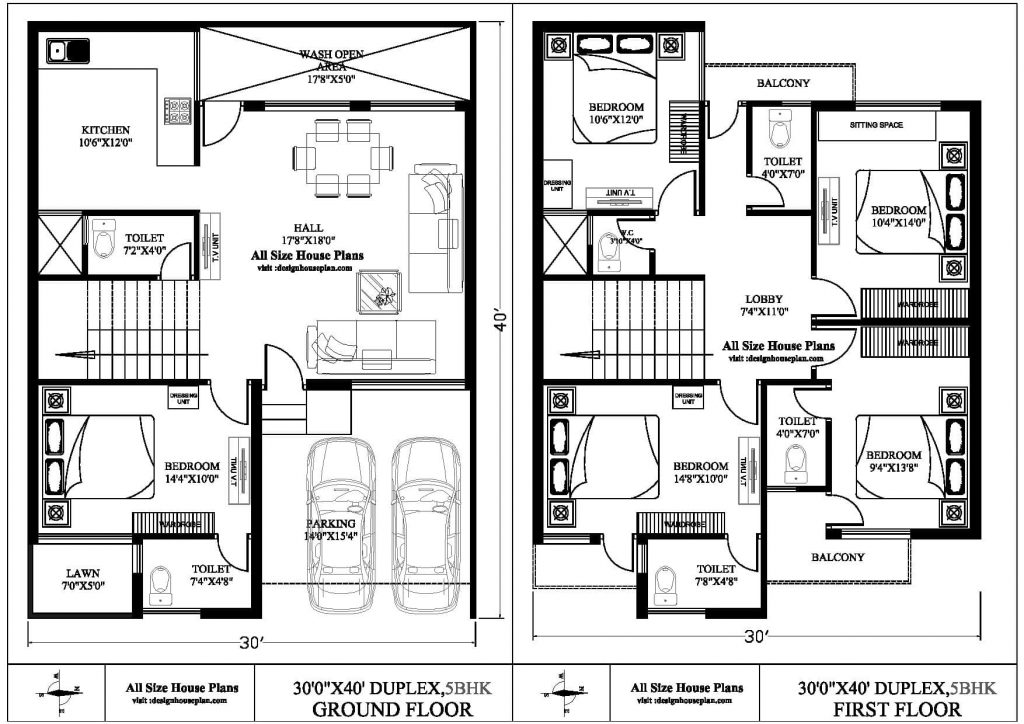 Duplex House Plans For 30x40 Site