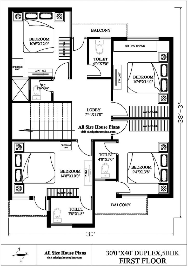 30x40 East Facing House Vastu Plan