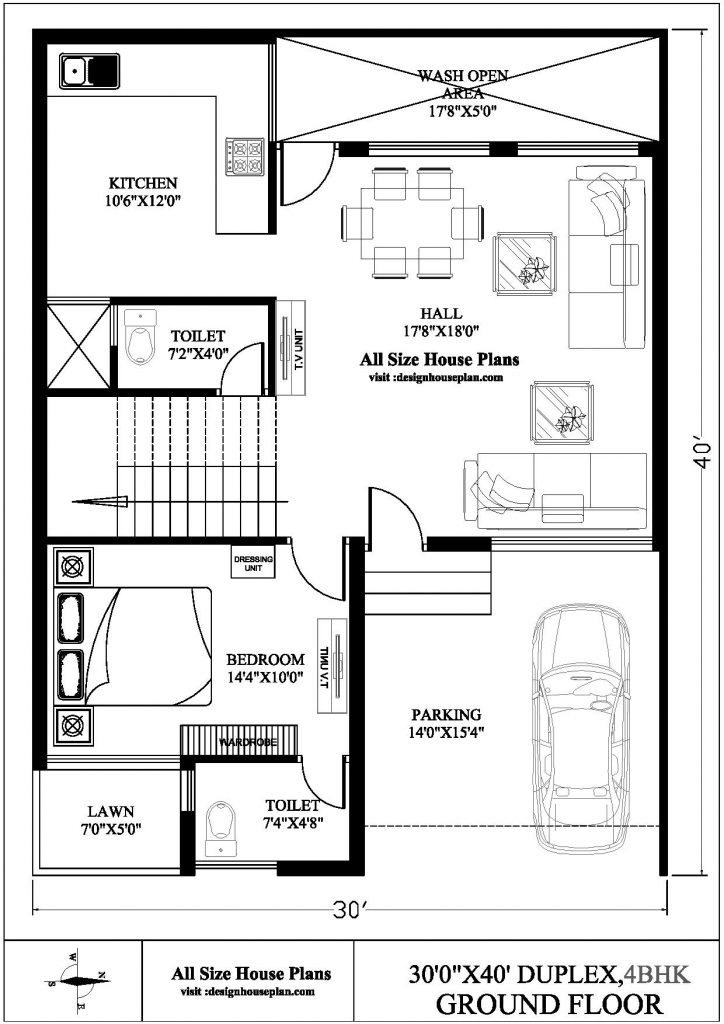 East Facing House Vastu Plan 30x40 Duplex