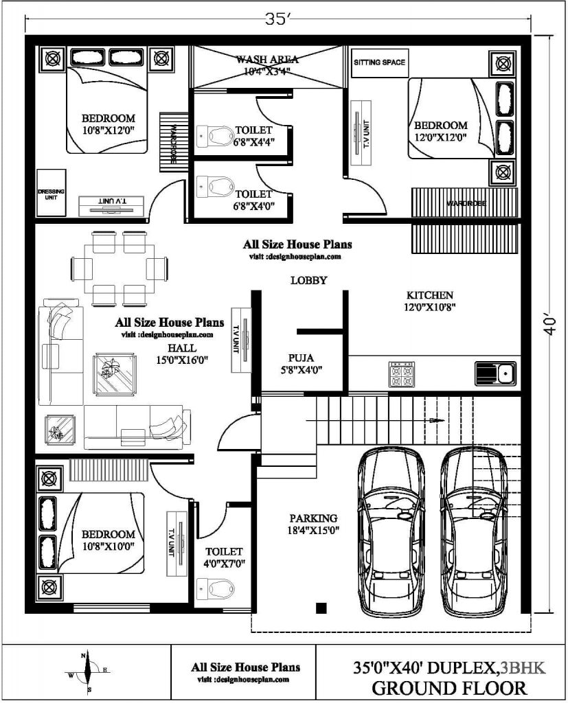 35 x 40 house plan