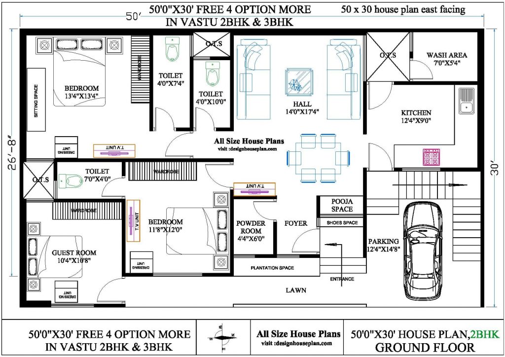 50 x 30 house plan east facing