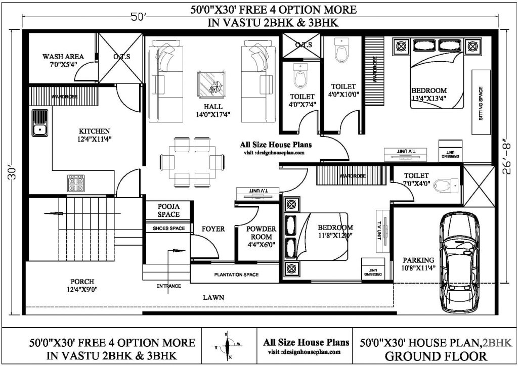 50 Ft 3 Bhk House Plan In 1500 Sq