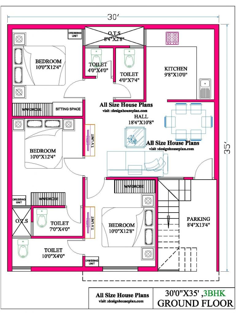 30 x 35 house plan