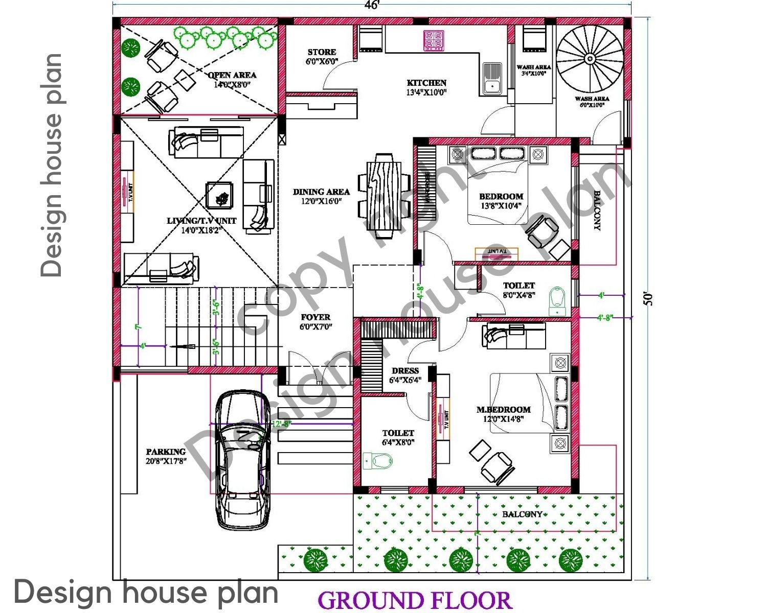 Normal house front elevation design ground floor
