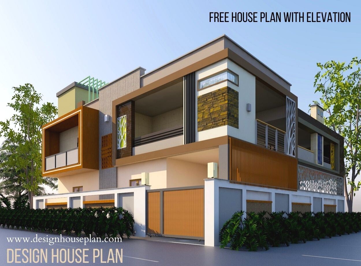 Double floor normal house front elevation designs
