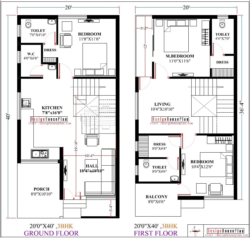 X 40 Duplex House Plans East Facing With Vastu 800 Sqft 3bhk Plan