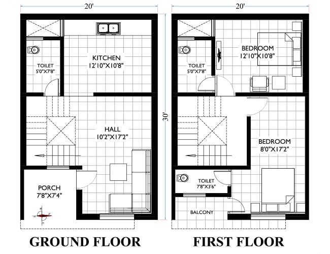 18 * 30 duplex house plan