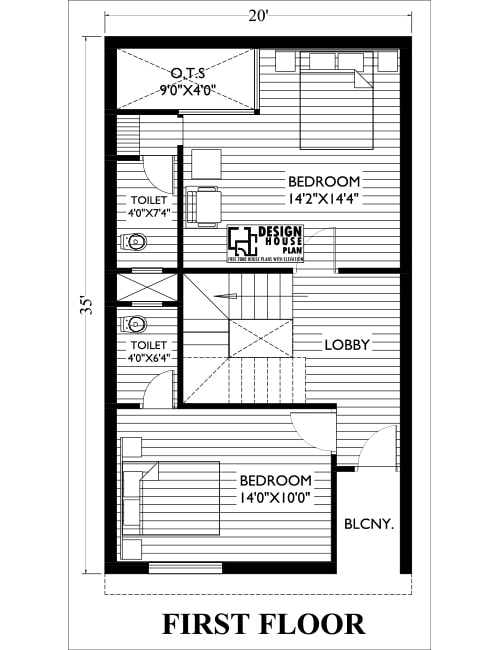 20x35 duplex Floor plan