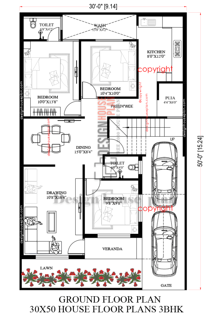 30x50 house floor plans 3bhk, 30×50 house plans west facing