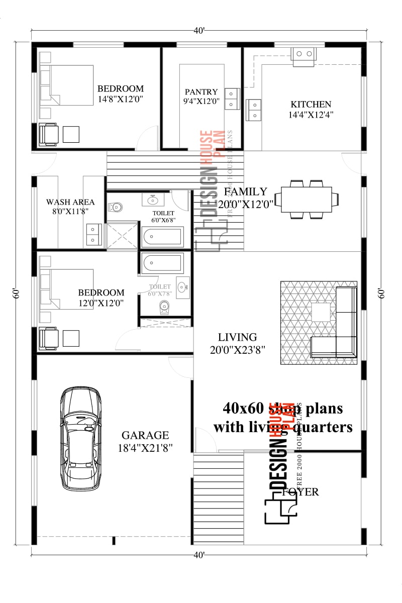 40x60 shop plans with living quarters