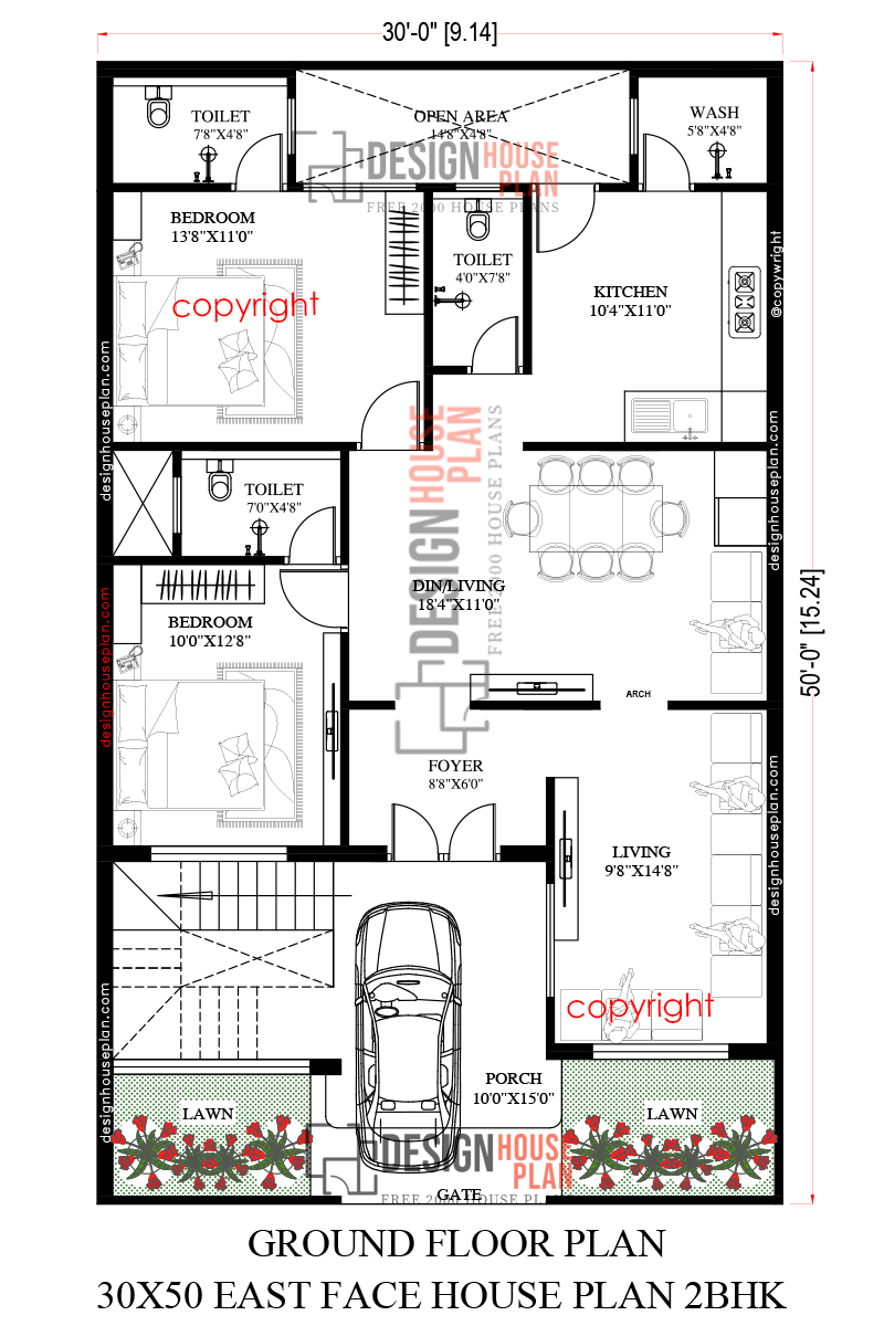 30x50 house plans with car parking