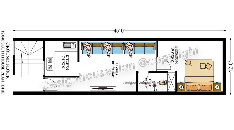 12x45 affordable house design