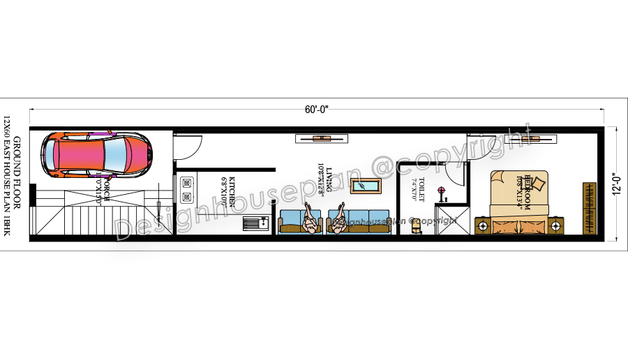 12x60 modern affordable house design East Face