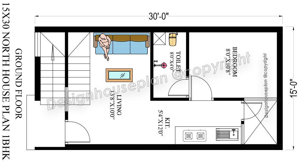 15x30 house plan 2bhk