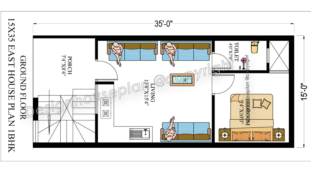 15x35 affordable house design East Face