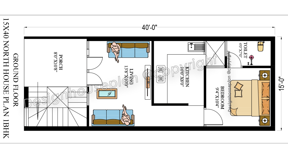 15x40 house plan 2bhk