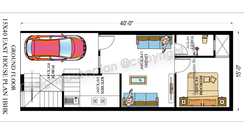 15x40 affordable house design East Face
