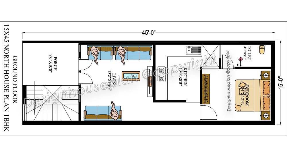 15x45 house plan 2bhk