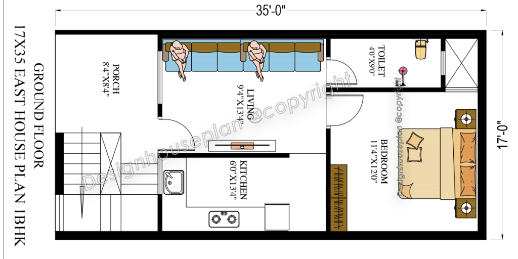 17x35 modern affordable house design East Face