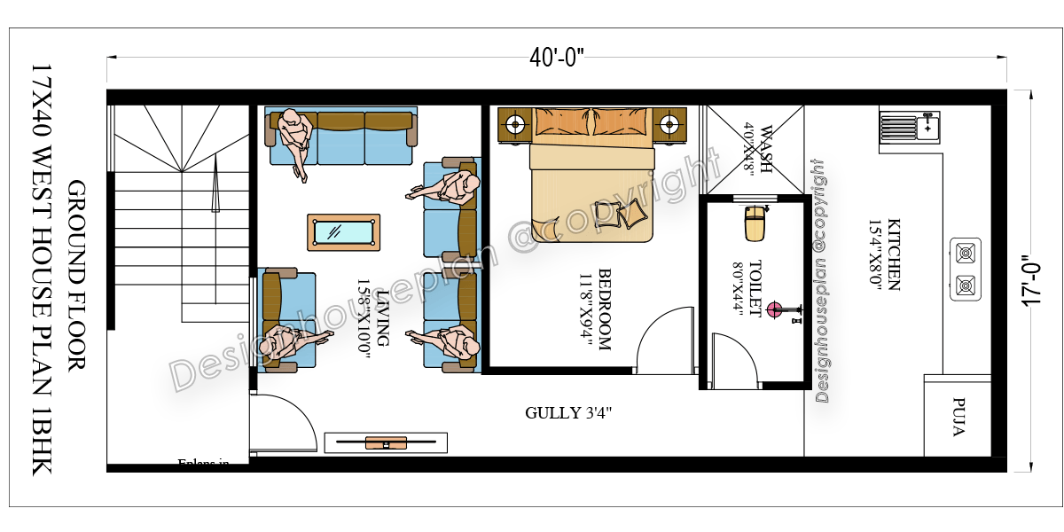 17 x 40 house plan Vastu