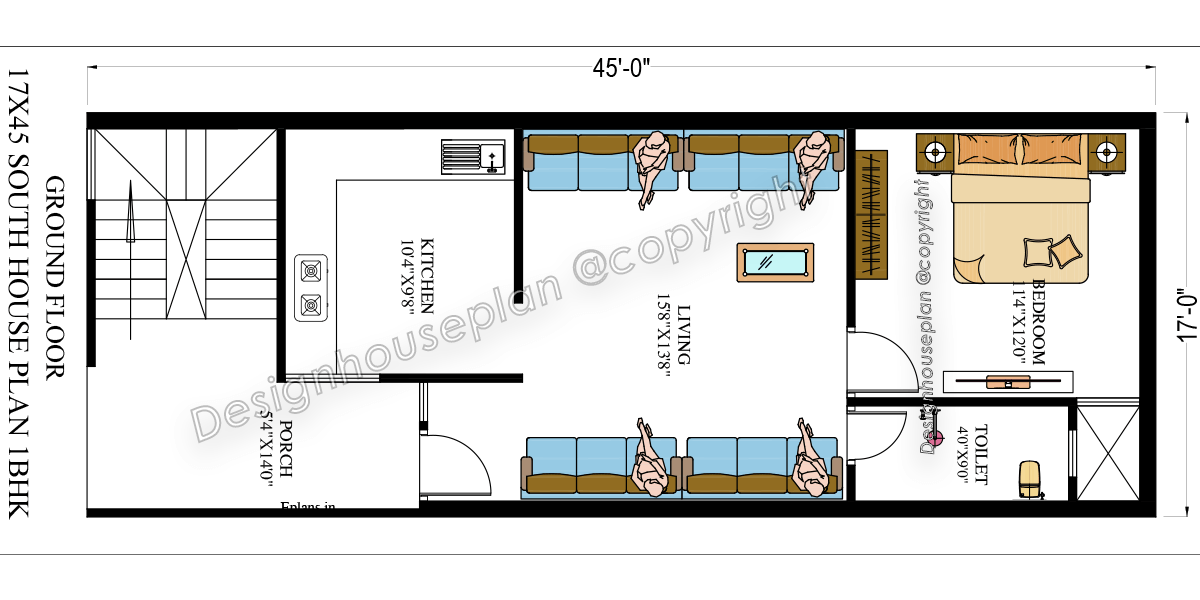 17x45 affordable house design