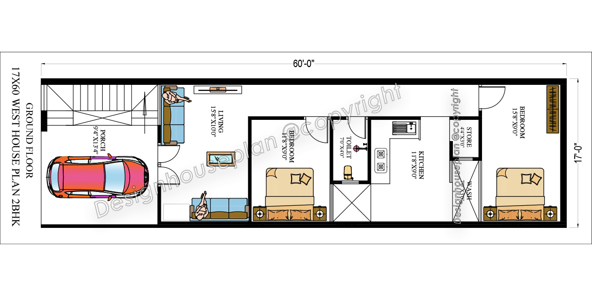 17x60 affordable house design