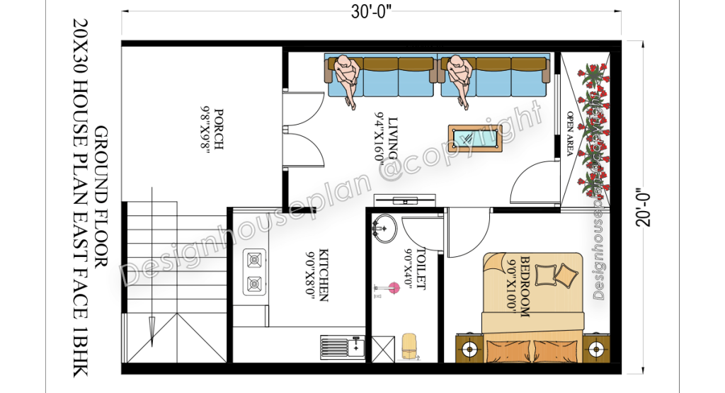 20x30 affordable house design ground floor