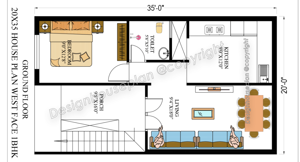 20x35 affordable house design 2