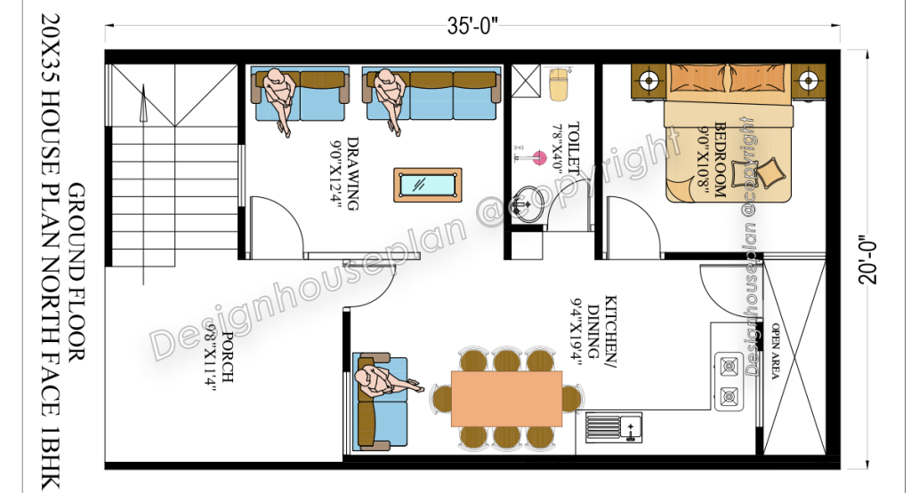 20x35 affordable house design 3