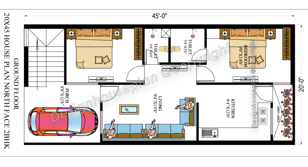 20x45 affordable house design 3