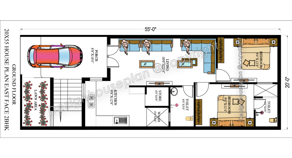 20x55 affordable house design 4