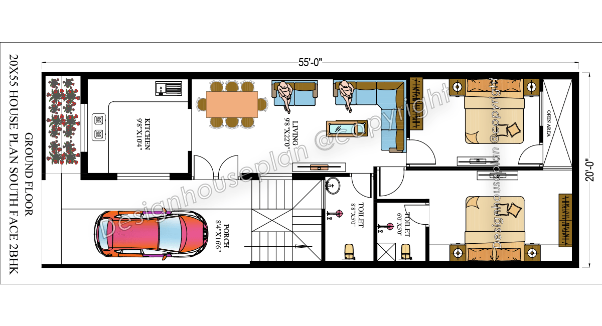 20x55 affordable house design