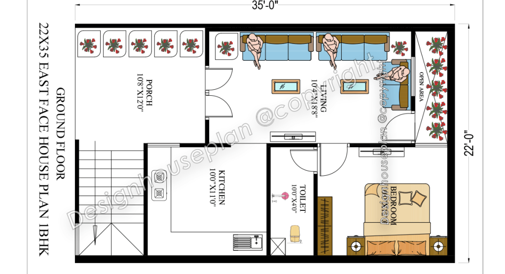 22x35 affordable house design 4