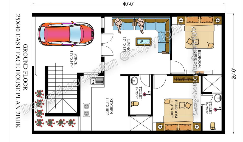 25x40 affordable house design East Face